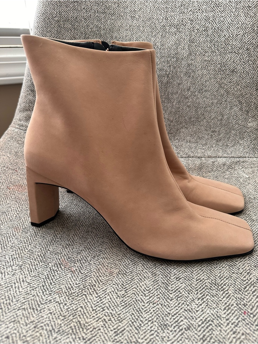Massimo Matteo Beige Block Heel Ankle Boots